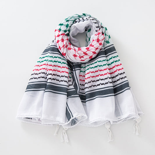 Keffiyeh Scarf with Tassels in Multi Colour