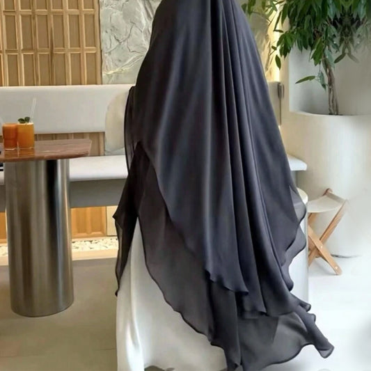 Extra Long Double Layer Chiffon Khimar