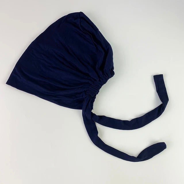 Buy Dark Navy Bamboo Closed Hijab Cap at Hikmah Boutique. Soft bamboo fabric with tie-back adjustment. Perfect for Chiffon and Bamboo Hijabs. Shop now in-store or online Australia.