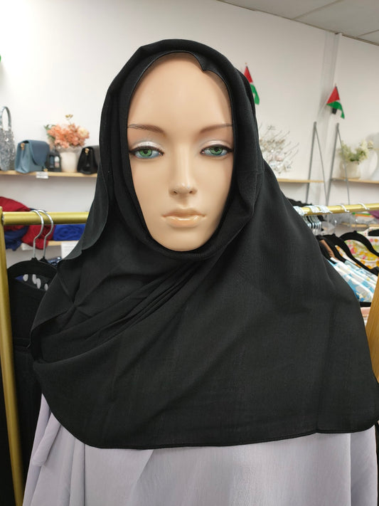 Discover elegance and comfort with our premium Black Viscose Hijab at Hikmah Boutique. Made from high-quality viscose fabric, our hijabs offer timeless style and versatility. Shop now for the perfect blend of modesty and hijabi style!