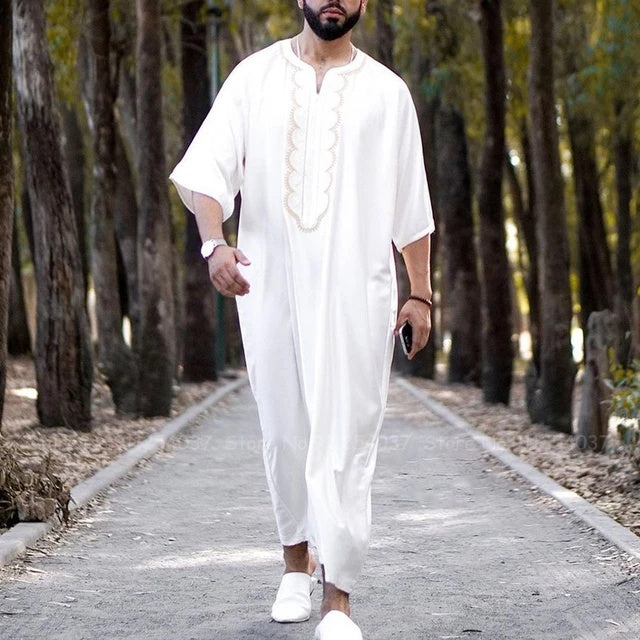 Discover the comfort and style of our exclusive Casual Men's Thobe in white, available exclusively at Hikmah Boutique. Explore our collection of traditional and modern thobes, meticulously designed for a relaxed yet sophisticated look. Elevate your wardrobe with this versatile Islamic clothing at Hikmah Boutique.