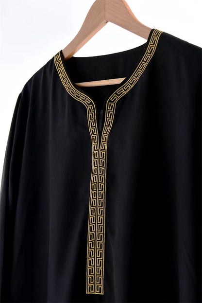 Explore the elegance of our exclusive Saudi Embroidered Men's Thobe in black, available only at Hikmah Boutique. Discover our collection of traditional and modern thobes, meticulously crafted with exquisite embroidery. Elevate your style with this luxurious Islamic clothing, tailored to perfection at Hikmah Boutique.