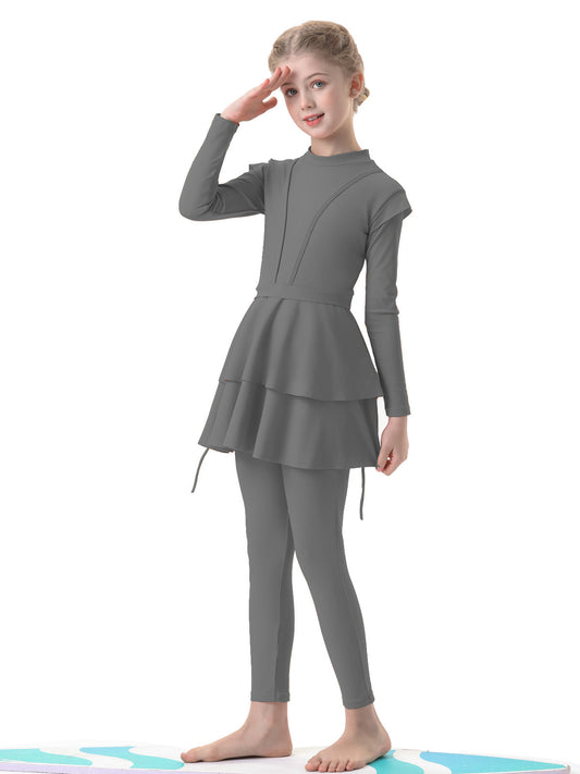 Shop Girls Burkini Modest Swimwear in Grey by Hikmah Boutique. This 3-piece modest swimsuit is perfect for Islamic girls. Shopping for modest swimwear Australia for kids or teens has never been easier.