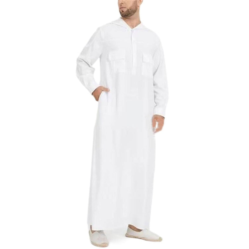 Introducing our exclusive Hooded Men's Thobe in White, available only at Hikmah Boutique. This remarkable piece combines traditional thobes for men with contemporary designer elements, catering to the modern man seeking a unique and stylish look. Shop our Hooded Men's Thobe only at Hikmah Boutique. Online or In-store
