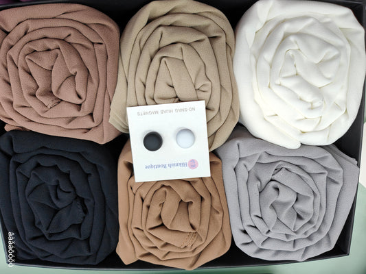 Chiffon Hijab Gift Set | Classic Range (6 Hijabs with Pins)