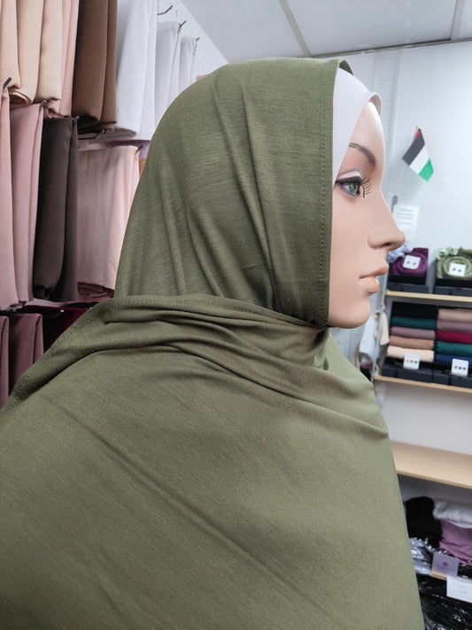 Shop our premium Jersey Hijab in Olive Green at Hikmah Boutique. Discover soft, comfortable, and stylish Jersey hijabs perfect for any occasion. Affordable and lightweight Jersey Hijabs, ideal for summer and sports. Visit our online hijab shop today!