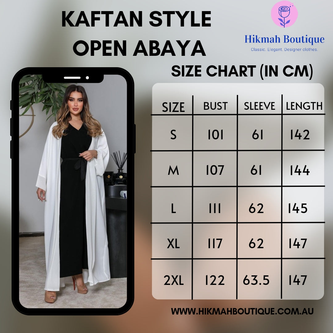 Kaftan Style Open Abaya White