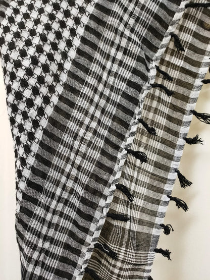 Explore Palestinian cultural richness with our Dark Black Keffiyeh Scarf, exclusively available at Hikmah Boutique. Crafted with precision, this iconic accessory blends tradition with contemporary style. Elevate your fashion with a touch of authenticity—order now!
