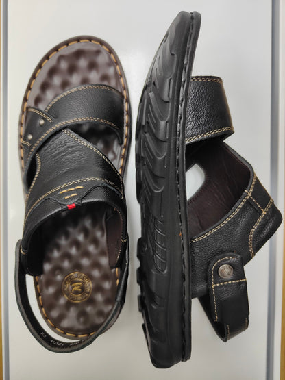 Step up your style with Black Design 2 Men's Sandals exclusively from Hikmah Boutique. Crafted from genuine cowhide leather, featuring customizable heel straps, and an original design. Discover unbeatable quality and affordability.