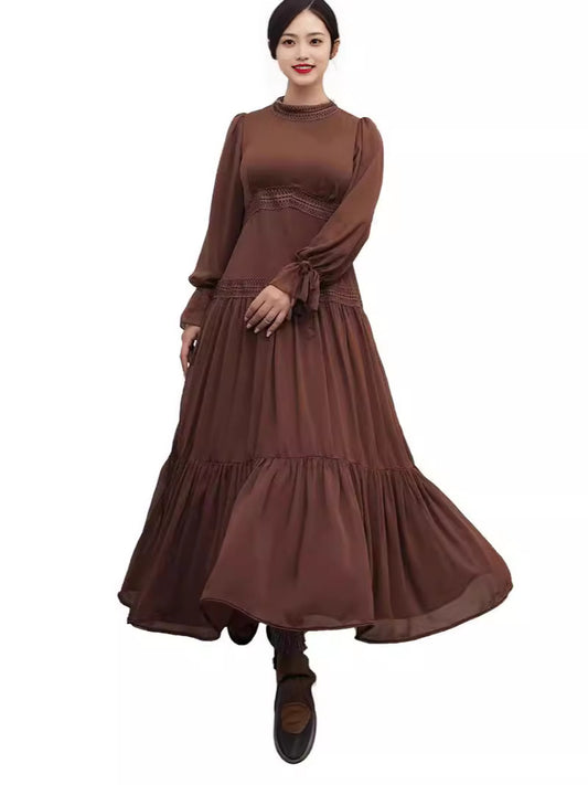 Introducing the elegant Mocha Abaya Maxi Dress, exclusively sold by Hikmah Boutique. Crafted from premium chiffon material, this stunning abaya features elegant decorative details and is fully lined for added comfort. 