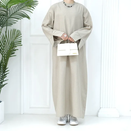 Shop the elegant Modest Plain Abaya in Dark Beige at Hikmah Boutique Australia. Neutral color, modest fit, and timeless design. Available in reasonable price.