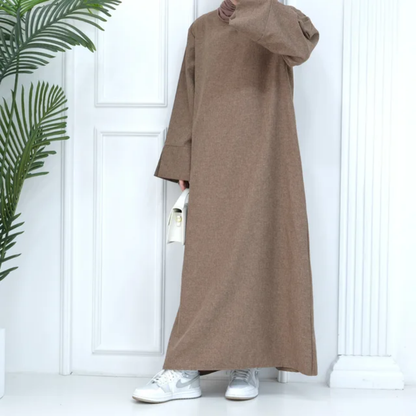 Find the Modest Plain Abaya in Dusty Brown at Hikmah Boutique Australia. Neutral design, modest fit, and affordable prices. Available in all sizes.