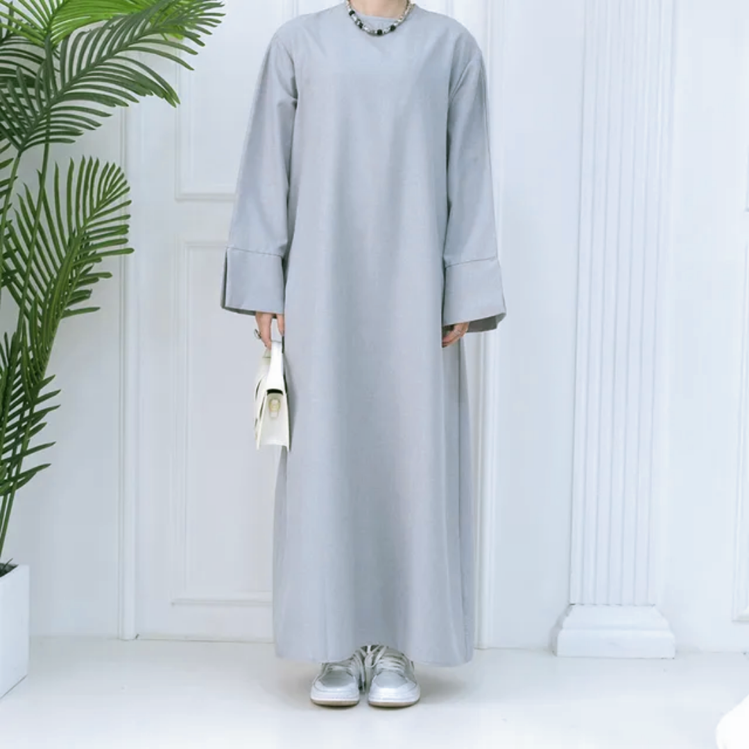 Explore the Modest Plain Abaya in Silver Grey at Hikmah Boutique Australia. Stylish, neutral design with a modest fit. Available in all sizes at a great price.