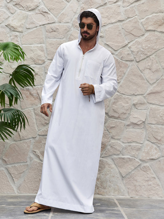 Order your Modest Thobe for Men with Hoodie in White today and experience the perfect blend of comfort, style, and faith. This modest clothing is perfect for everyday wear. 