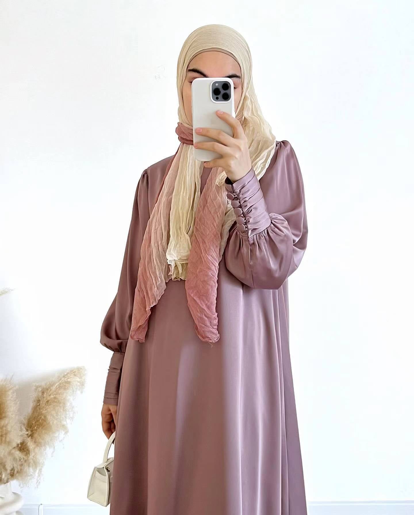 Shop the Occasion Elegance Satin Abaya in Rosita at Hikmah Boutique. This feminine and luxurious abaya is perfect for special occasions. Buy online Australia today!