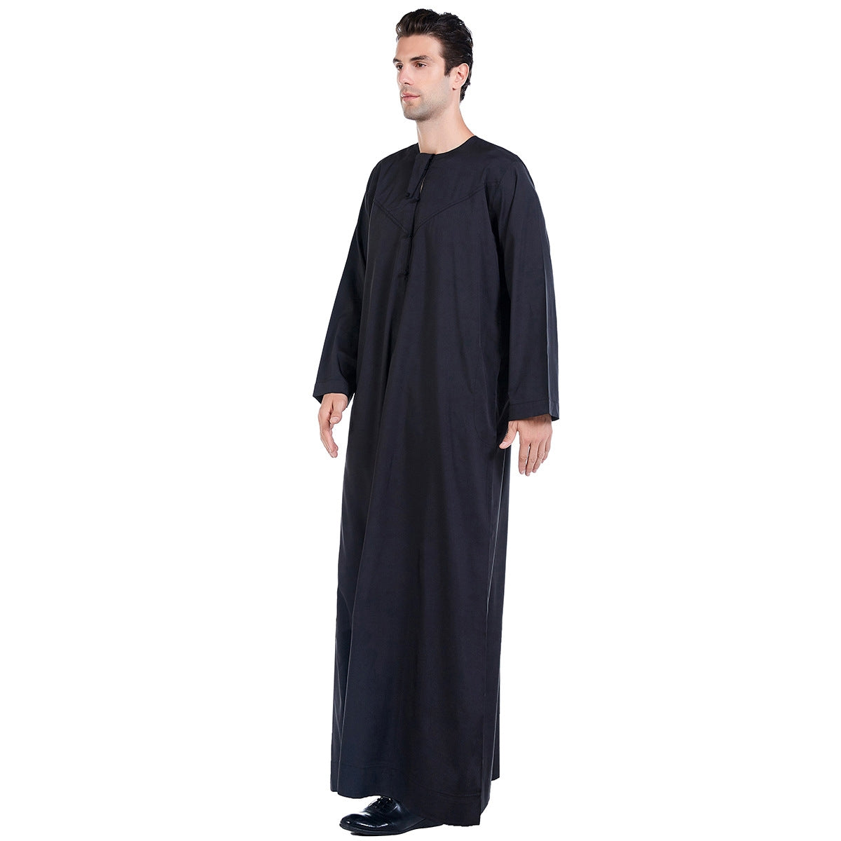 Elevate Your Style with the Omani Men's Thobe in Black - Hikmah Boutique