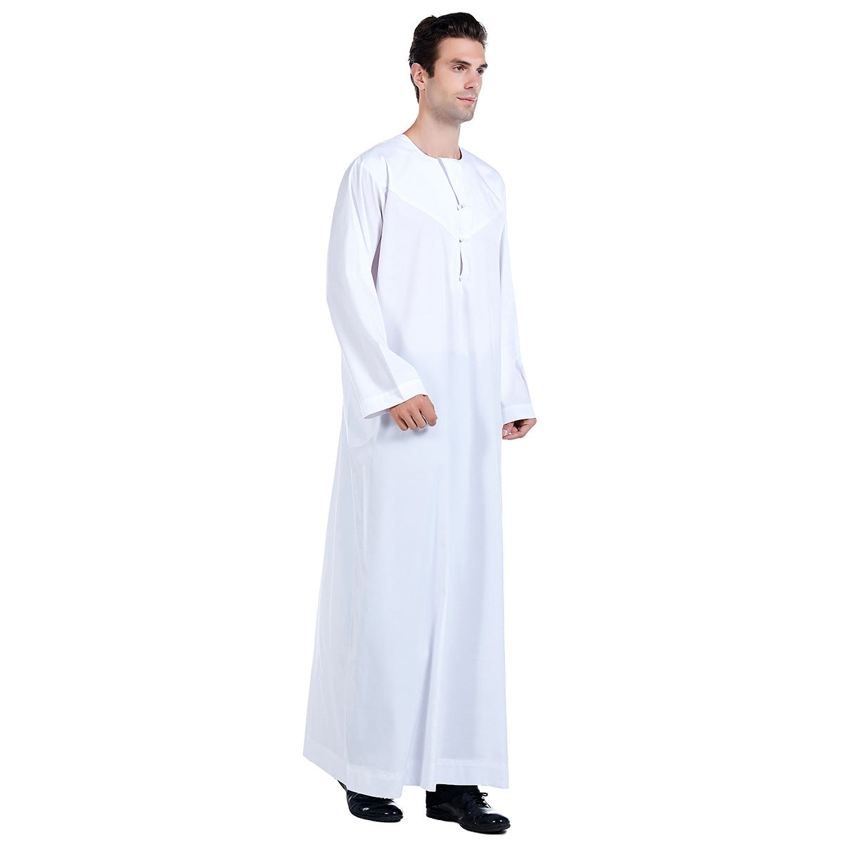 Explore our exclusive Omani Men's Thobe in White, available only at Hikmah Boutique. Discover a perfect blend of tradition and modernity with this classic Islamic garment. Made from premium linen and cotton, our men's thobe offers unparalleled comfort. Ideal for weddings and special occasion. Shop at competitive price.