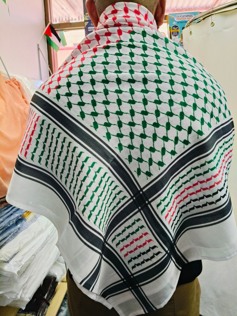 Explore Palestinian cultural with our Multi Color Keffiyeh Scarf, exclusively available at Hikmah Boutique. This iconic accessory blends Islamic tradition with contemporary style. Elevate your modesty touch of solidarity. Order now online Australia