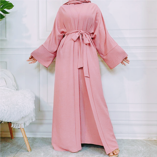 Experience elegance redefined with our Pink Daisy Plain Abaya 3 Piece Set, a unique offering available exclusively at Hikmah Boutique. Each meticulously crafted piece in this ensemble captures the essence of grace and sophistication, catering to the refined tastes of modest clothing connoisseurs.