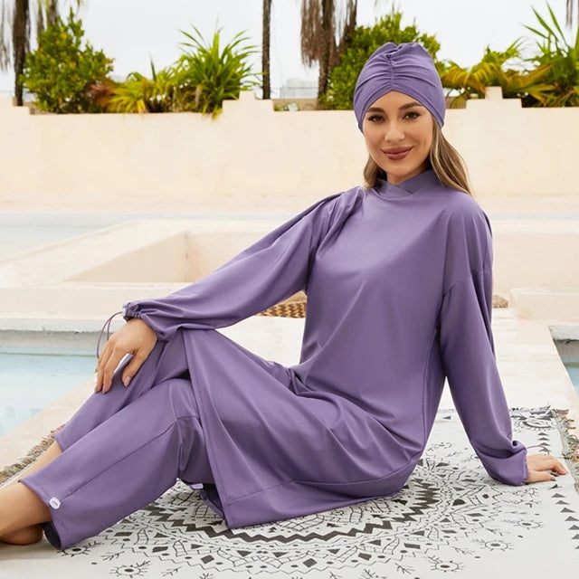 Elevate Modesty Purple Burkini 3pcs Set Hikmah Boutique Exclusive