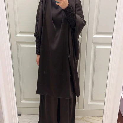 Discover elegance with our Satin French Jilbab in Dark Coffee, exclusively available at Hikmah Boutique Australia. Made from premium satin material, this two-piece set offers comfort and style for any occasion. Shop online now!