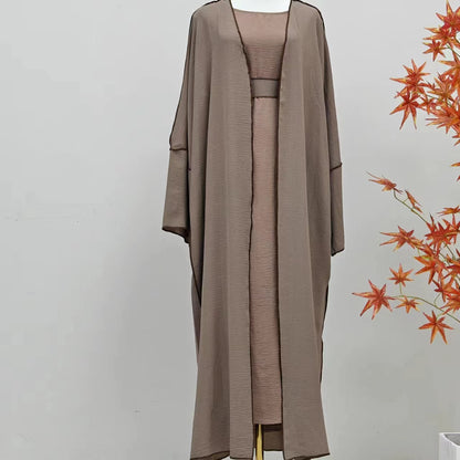 Discover understated modest elegance with Modest Summer Abaya 2-Piece Set in Dusty Coffee, a versatile addition to your summer wardrobe at Hikmah Boutique Australia Online.