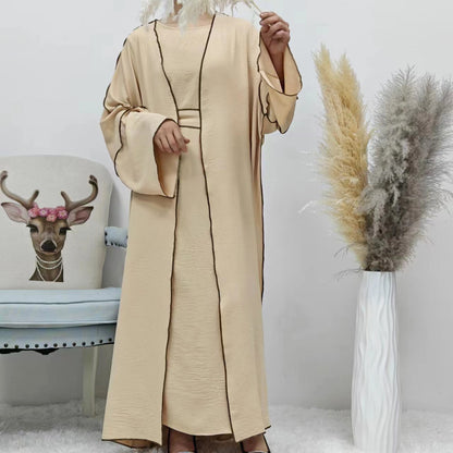 Summer Abaya 2-Piece Set in Light Khaki