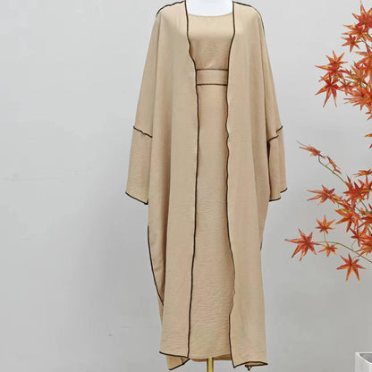 Summer Abaya 2-Piece Set in Light Khaki