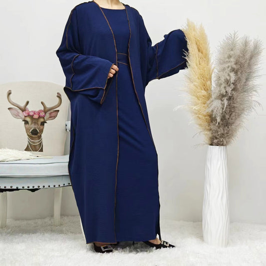 Sophistication meets modesty and comfort in the Summer Abaya 2-Piece Set in Navy, designed for Islamic Hijabis at Hikmah Boutique, your go to abaya store in Sydney.