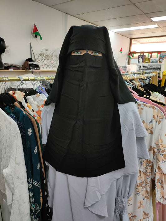 Introducing the Hikmah Boutique Triple Layer Niqab in Black: Elevate Your Modesty with Unparalleled Elegance Experience the epitome of Islamic niqabs with our exclusive Triple Layer Niqab in Black, meticulously crafted to meet the discerning needs of modest clothing. 