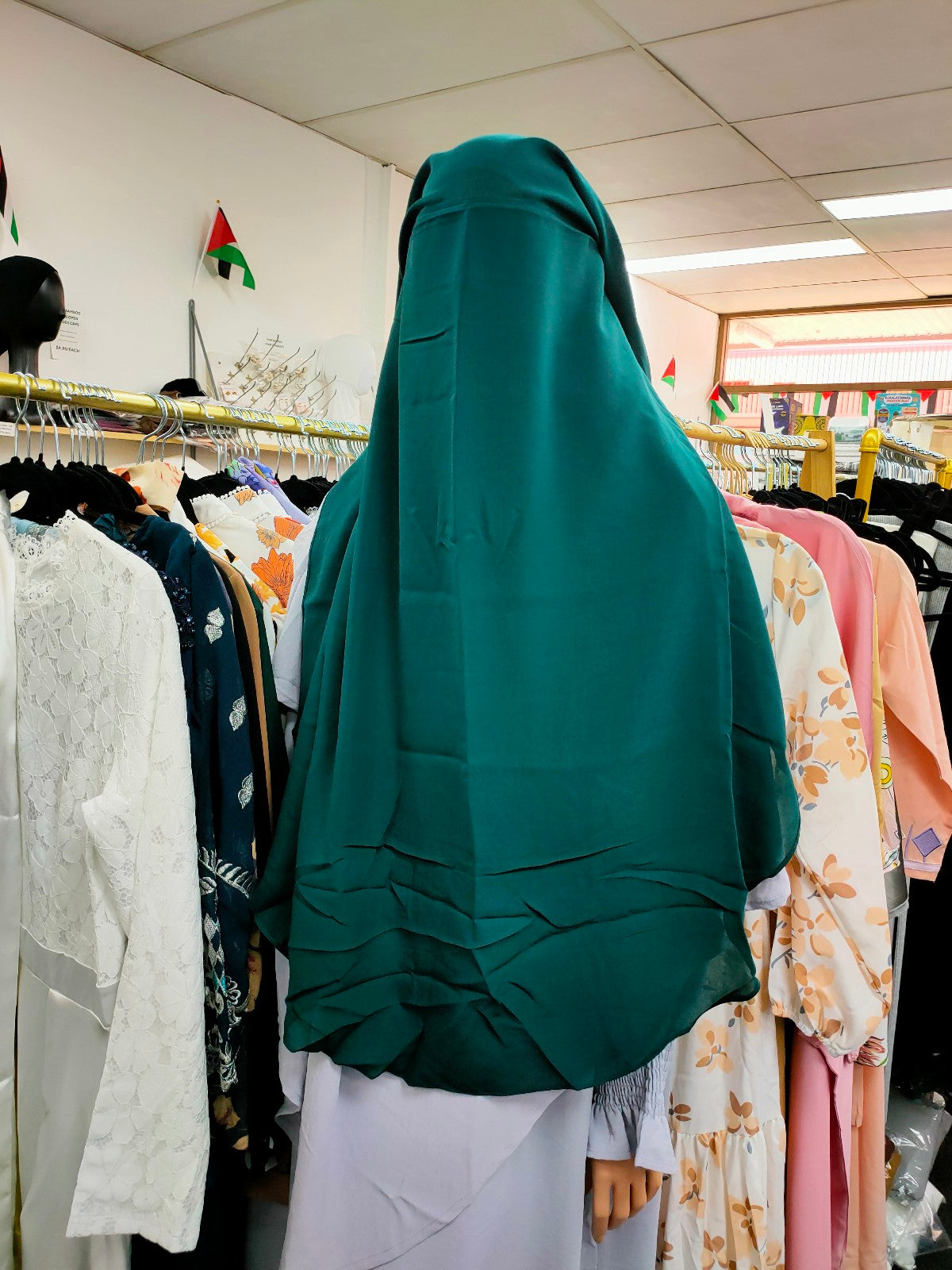 Triple Layer Niqab In Dark Green