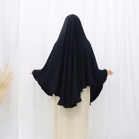 Crepe Khimar in Black - Single Layer Extra Large
