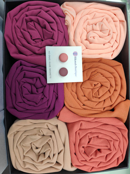 Chiffon Hijab Premium Gift Set | Adorable Range (6 Elegant Premium Chiffon Hijabs wt Bonus Pins)
