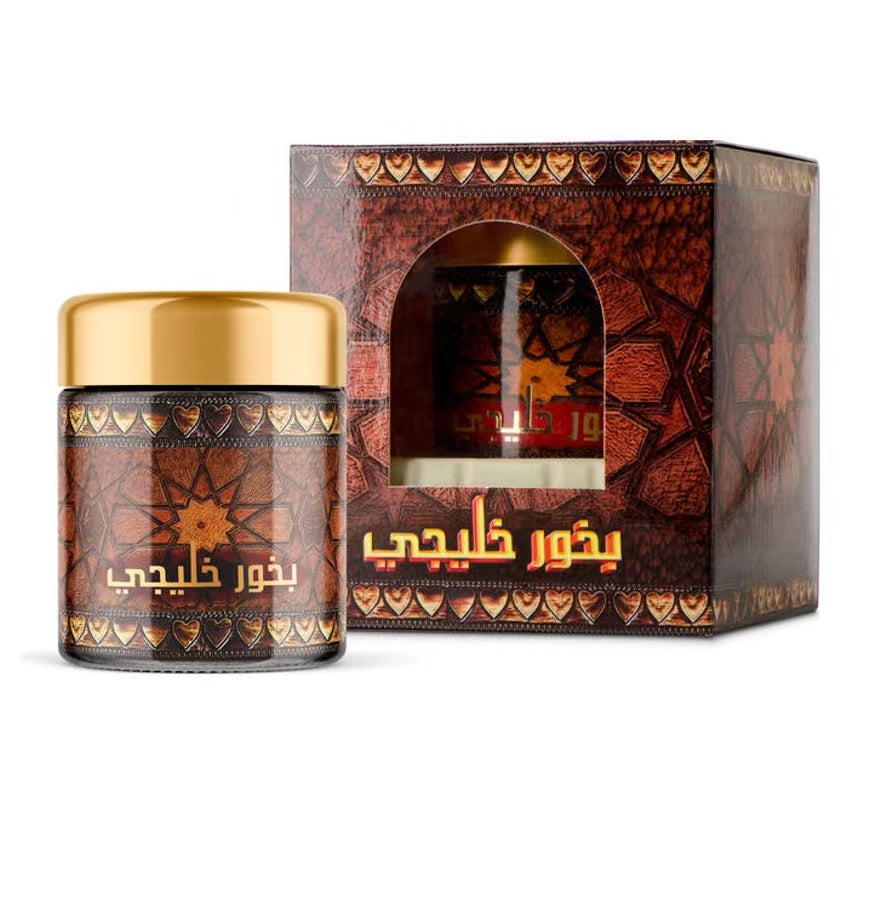 Indulge in the opulence of Arabian scents with Bakhoor Al-Khaleeji from Hikmah Boutique. Immerse your senses in the fusion of Musk and Sandalwood, reminiscent of the rich fragrant traditions of the Arabian Khaleej. Discover the finest Bakhoor, Bakhour, Oud, and incense at reasonable prices.
