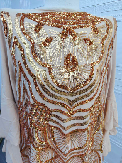 Gold Sequined Modest Dress