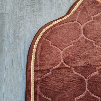 Introducing the exquisite brown color prayer mat designed by Hikmah Boutique, a true testament to craftsmanship, comfort, and style. Experience the ultimate comfort, crafted with premium materials, it offers unparalleled softness for your daily prayers, all at an affordable price.