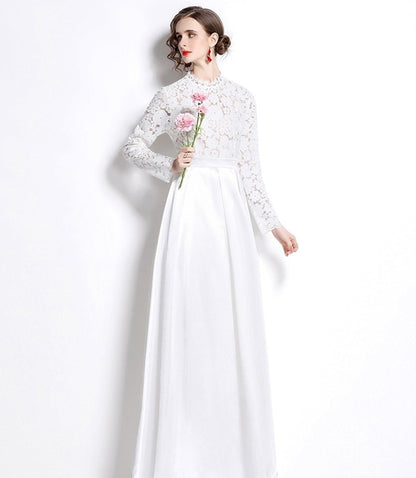 Discover the beauty of our floor-length white abaya dress with a lace top and satin bottom at Hikmah Boutique. Elevate your style with this exquisite piece, perfect for formal occasions and special events. Shop now and radiate elegance and grace!