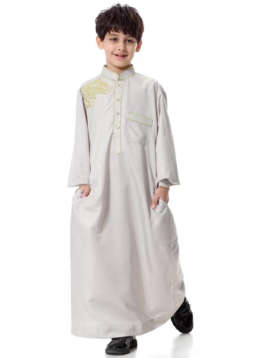 Boys Thobe With Printed Design - Hikmah Boutique