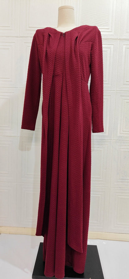 Maroon Romper with Attached Draping Scarf - Hikmah Boutique