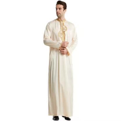 Mens Thobe with Embroidered Collar