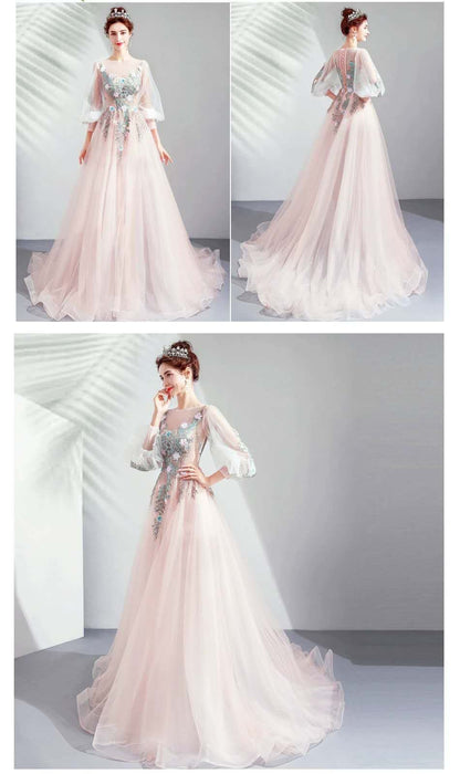 Opulent Pink Rose Floral Gown - Hikmah Boutique
