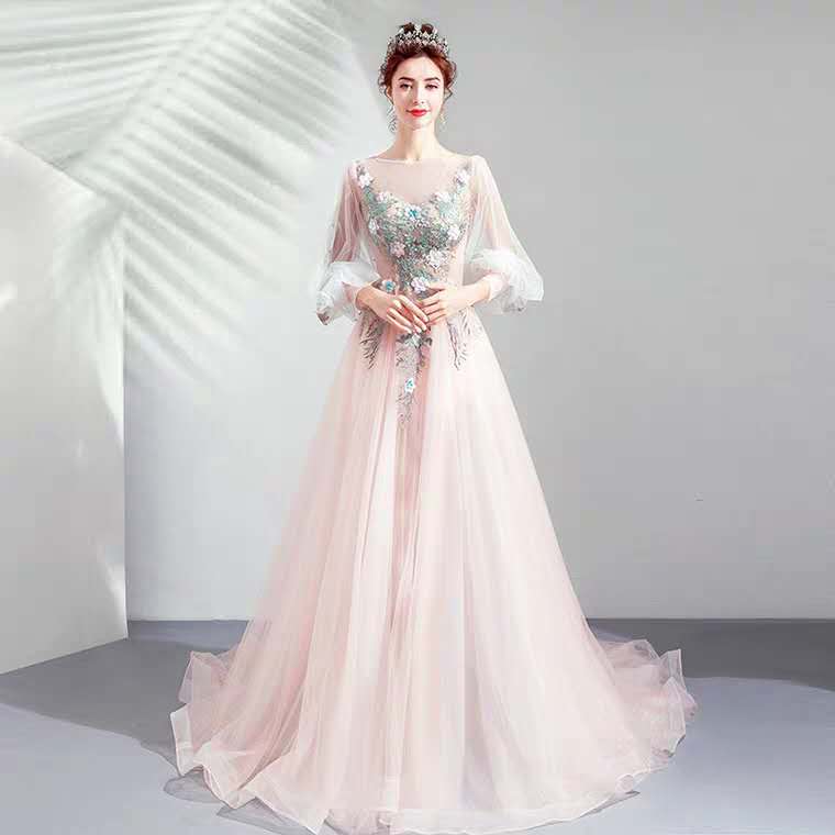 Opulent Pink Rose Floral Gown - Hikmah Boutique