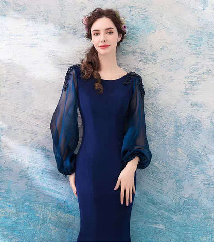 Posh Blue Mermaid Gown - Hikmah Boutique