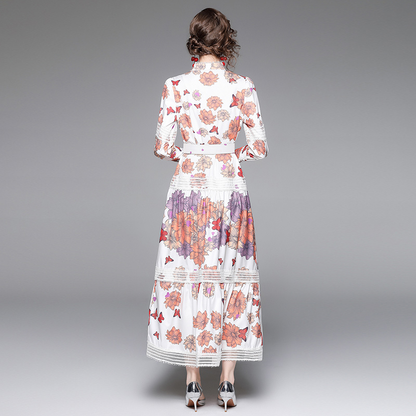 2022 Spring New Arrival Crop Top High Waist Floral Dress with Puff Sleeves & Maxi Length. Eyes Catching Spring Beauty.