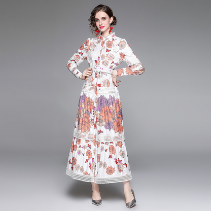 2022 Spring New Arrival Crop Top High Waist Floral Dress with Puff Sleeves & Maxi Length. Eyes Catching Spring Beauty.