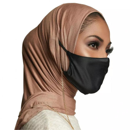 Viscose Instant Long Hijab with Ear Access, Stretchy, Breathable, Soft, and Silky
