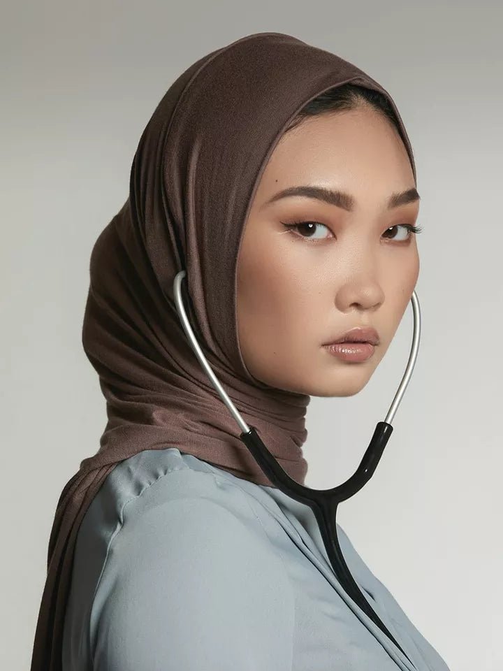 Viscose Instant Long Hijab with Ear Access, Stretchy, Breathable